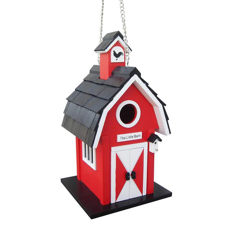 Image 1 Barn Red and Black Wood Hanging Birdhouse