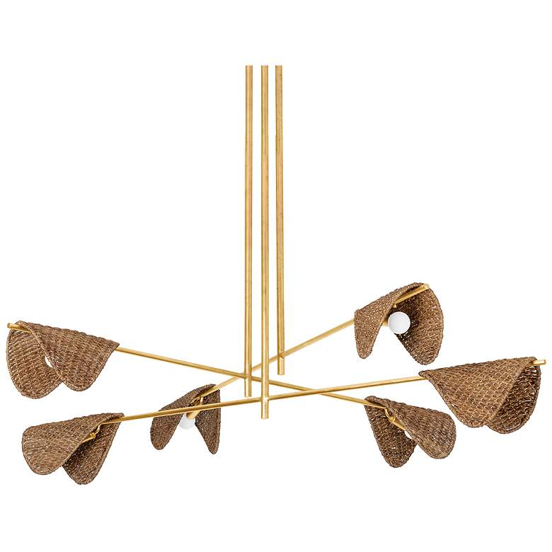 Image 1 Barnaby 60" Wide Vintage Gold Leaf 6-Light Chandelier