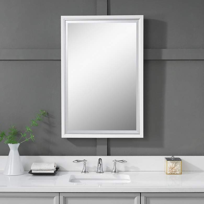 Image 1 Barnaby White and Silver 22 1/4 inch x 32 1/4 inch Vanity Mirror