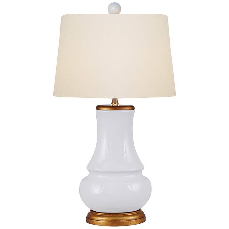 Image 1 Barnaby White Porcelain Oval Gourd Accent Table Lamp