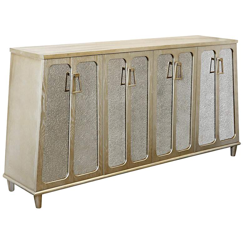 Image 1 Barnes 4 Door Sideboard - Charcoal & Champagne Hardwood - Antique Mirr