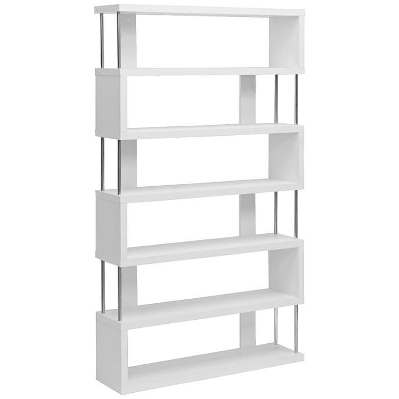 Image 2 Barnes 75 1/2" High White Finish Six-Shelf Modern Bookcase