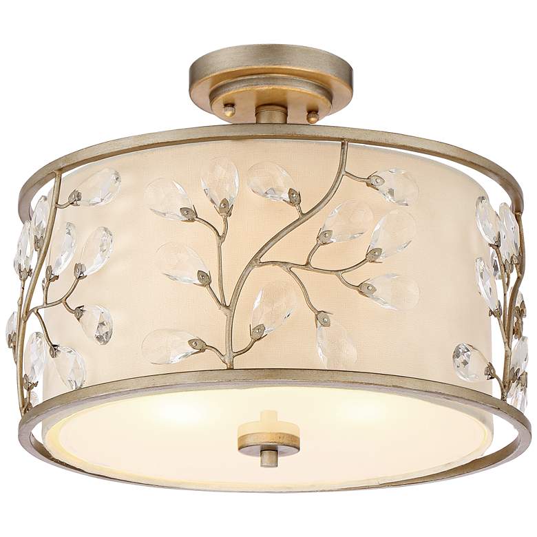 Image 2 Barnes and Ivy 16" Wide Silver and Crystal Buds Drum Ceiling Light