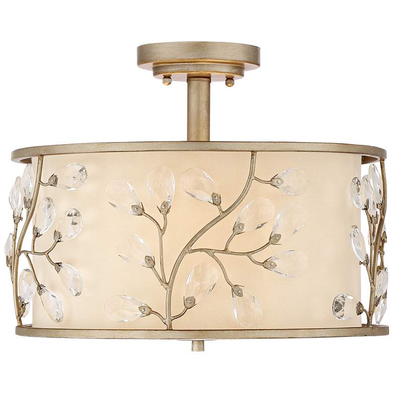 Image 3 Barnes and Ivy 16" Wide Silver and Crystal Buds Drum Ceiling Light more views