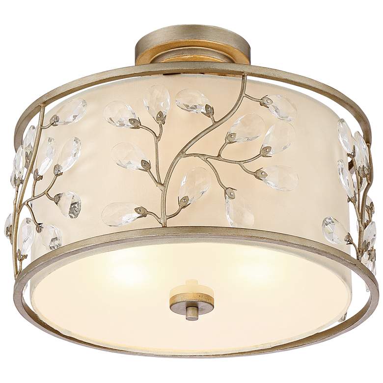Image 4 Barnes and Ivy 16" Wide Silver and Crystal Buds Drum Ceiling Light more views