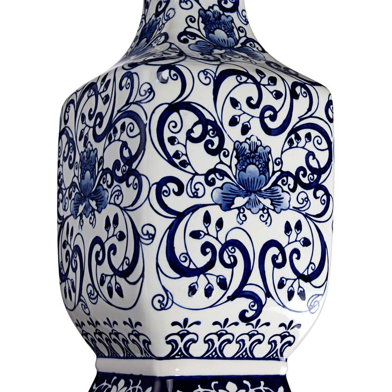 Image 7 Barnes and Ivy 28" Floral Iris Blue and White Porcelain Table Lamp more views