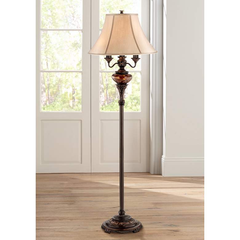 Image 1 Barnes and Ivy 63 inch High Bronze Tortoise Shell Font Floor Lamp