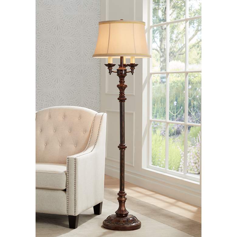 Image 1 Barnes and Ivy 64 1/2 inch Italian Bronze 4-Light Traditional Floor Lamp