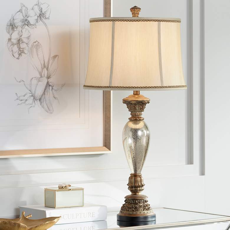 Image 1 Barnes and Ivy Alsace 32 1/2 inch Bronze and Mercury Glass Table Lamp