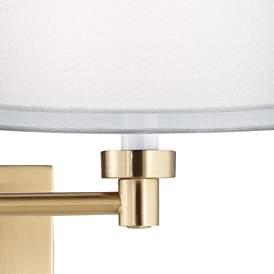 Image2 of Barnes and Ivy Alta Double Shade Warm Gold Swing Arm Plug-In Wall Lamp more views