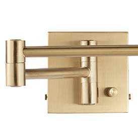 Image3 of Barnes and Ivy Alta Double Shade Warm Gold Swing Arm Plug-In Wall Lamp more views
