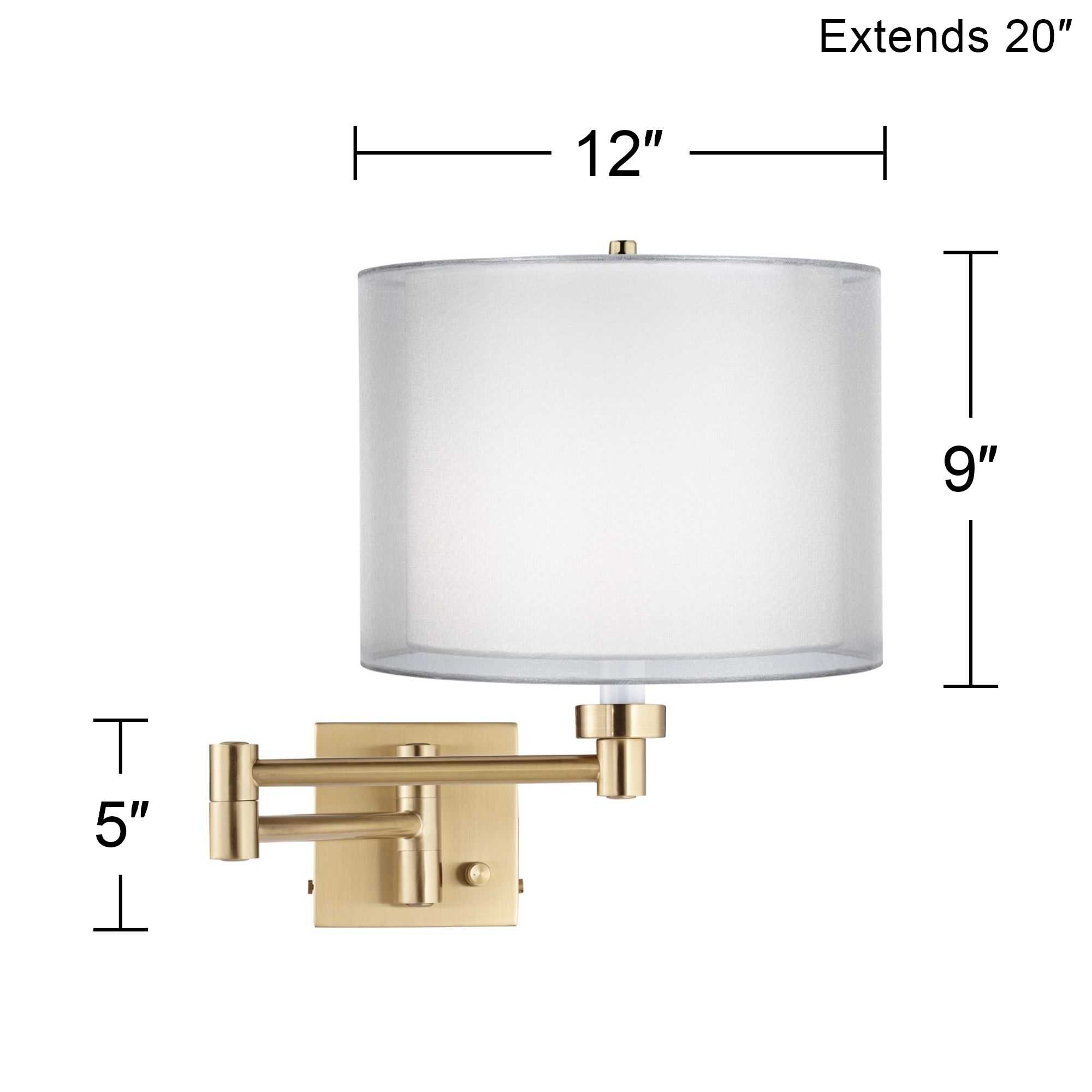 Image 4 Barnes and Ivy Alta Double Shade Warm Gold Swing Arm Plug-In Wall Lamp more views