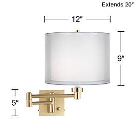 Image4 of Barnes and Ivy Alta Double Shade Warm Gold Swing Arm Plug-In Wall Lamp more views