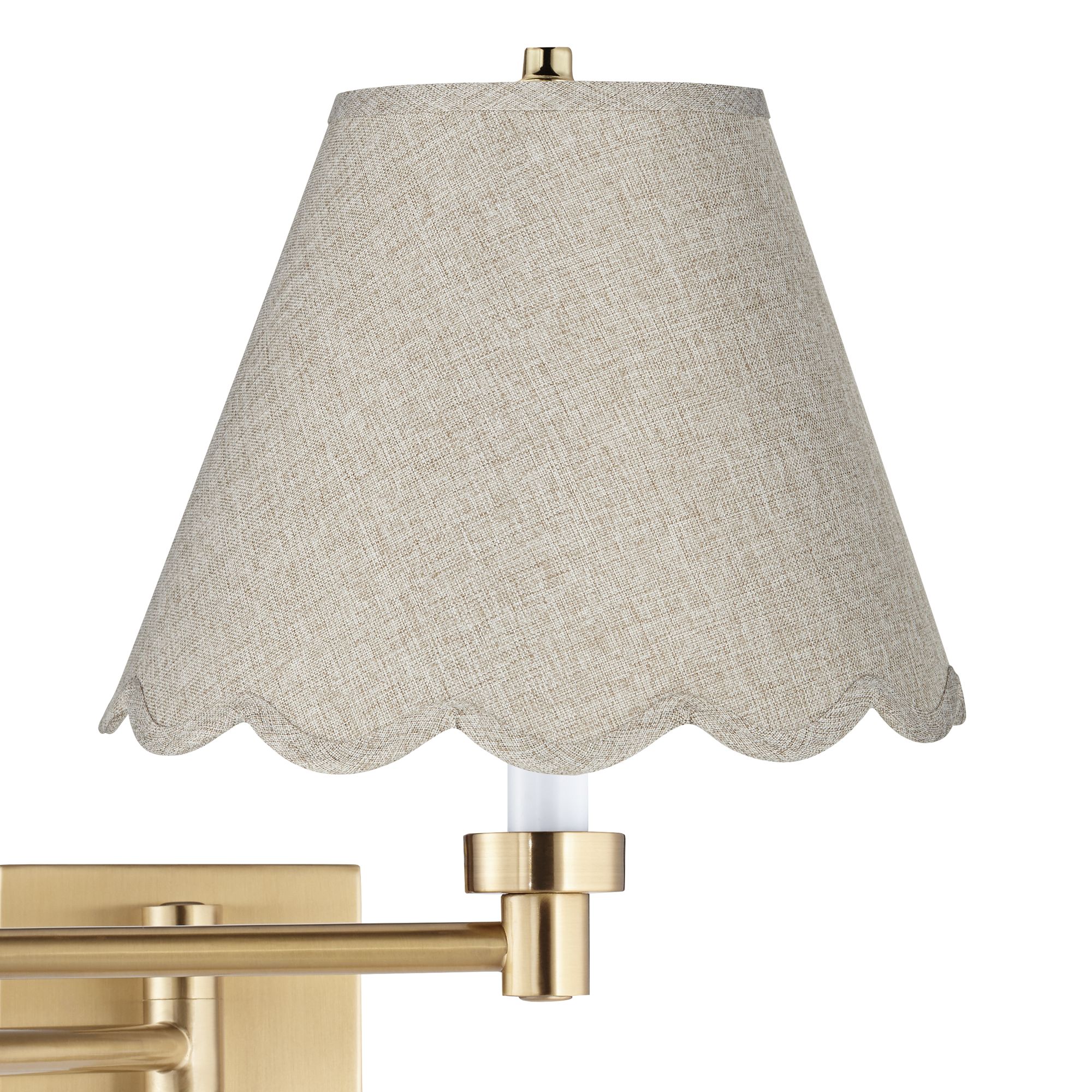 Image 2 Barnes and Ivy Alta Gold Plug-In Swing Arm Wall Lamp with Beige Shade more views
