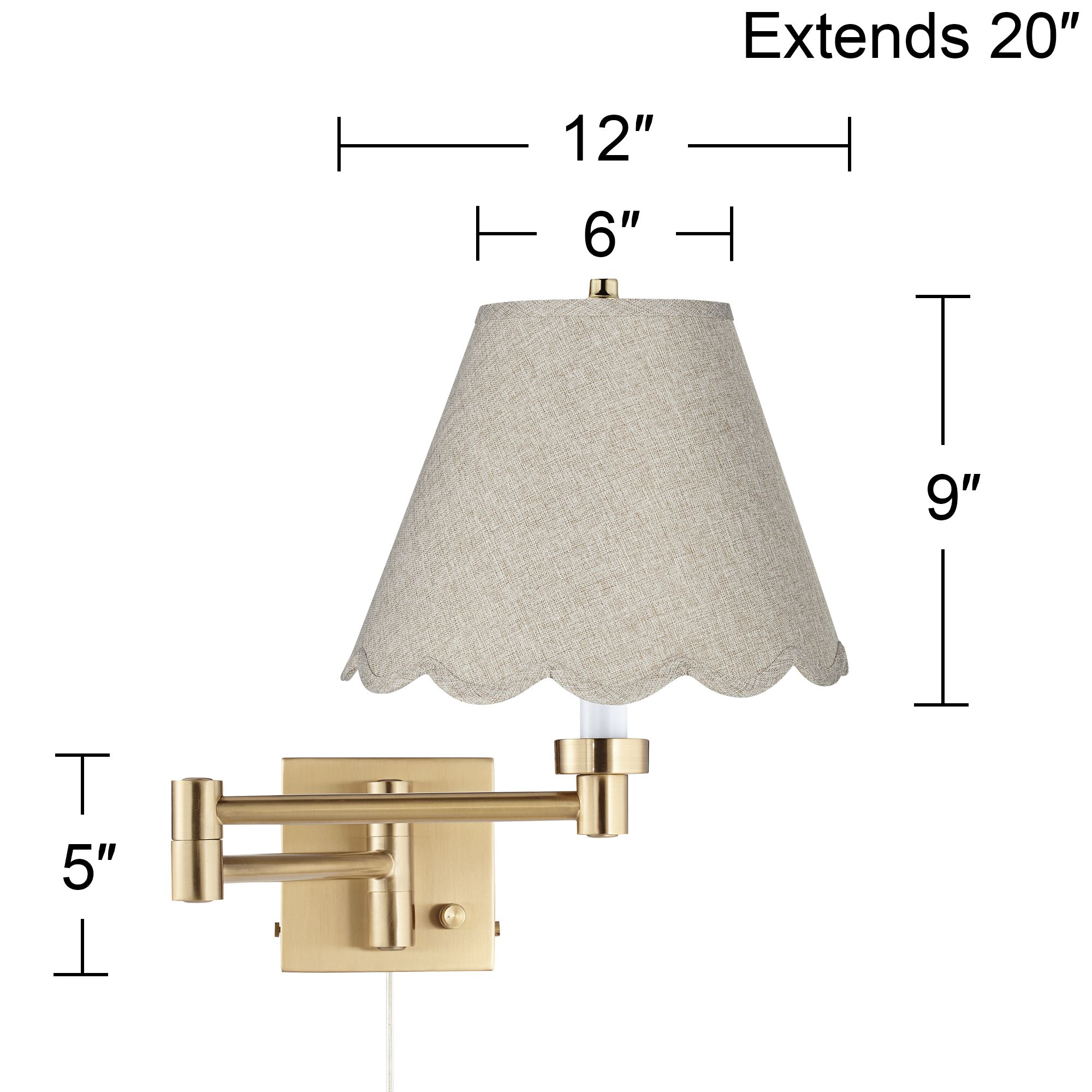Image 4 Barnes and Ivy Alta Gold Plug-In Swing Arm Wall Lamp with Beige Shade more views