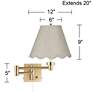 4_Barnes and Ivy Alta Gold Plug-In Swing Arm Wall Lamp with Beige Shade more views