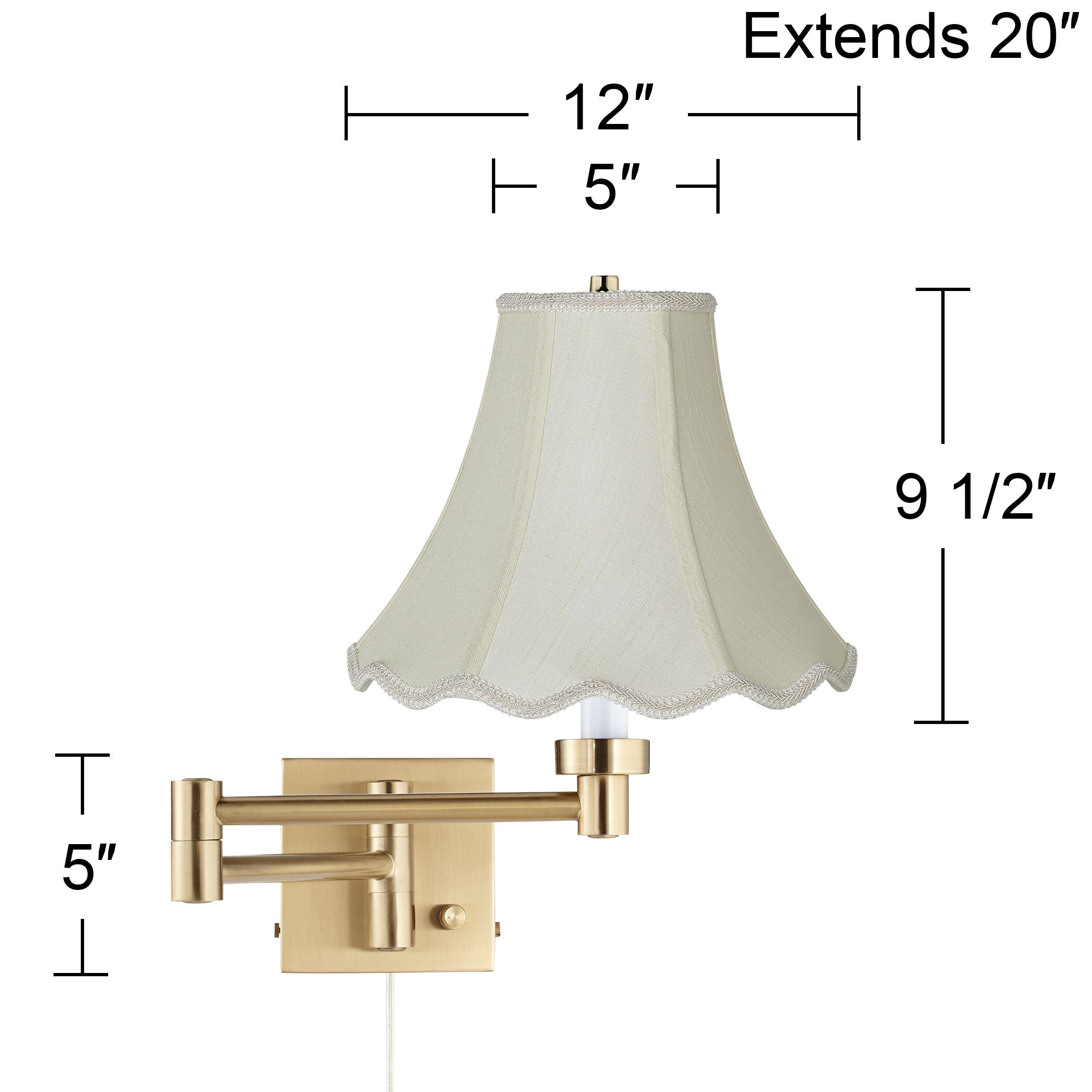 Image 4 Barnes and Ivy Alta Gold Plug-In Swing Arm Wall Lamp with Creme Shade more views