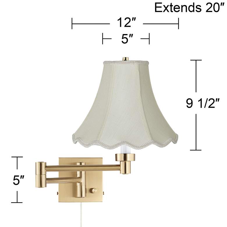 Image 4 Barnes and Ivy Alta Gold Plug-In Swing Arm Wall Lamp with Creme Shade more views