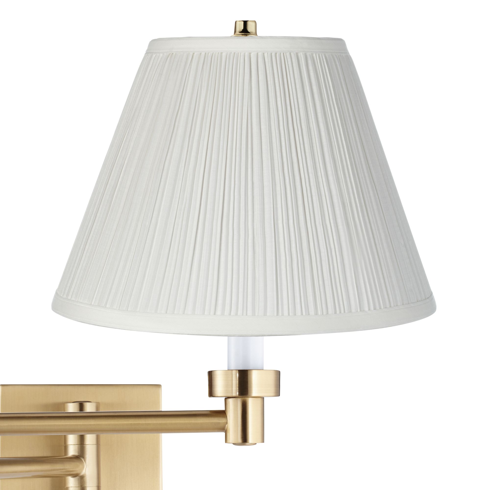 Image 2 Barnes and Ivy Alta Gold Plug-In Swing Arm Wall Lamp with Ivory Shade more views