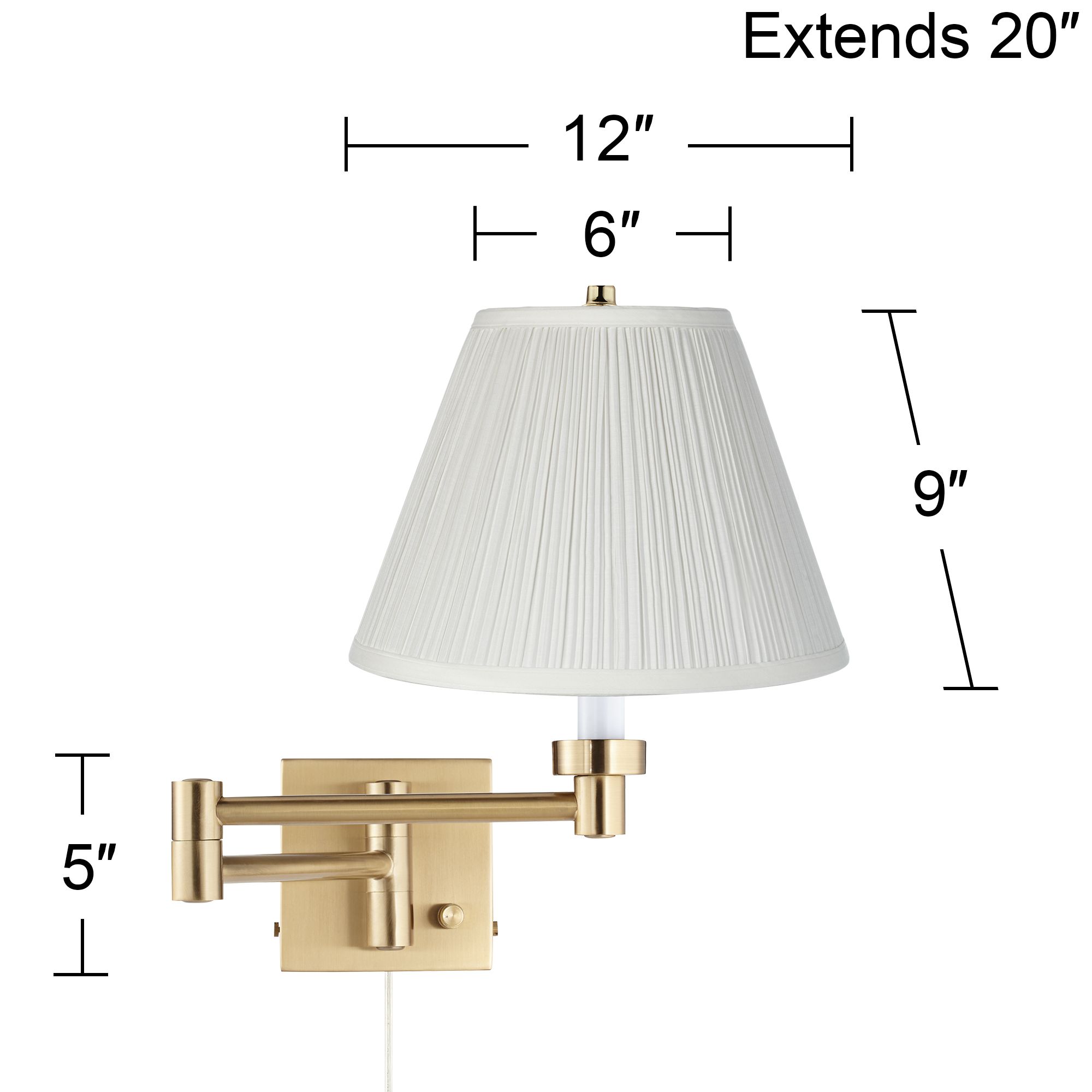 Image 4 Barnes and Ivy Alta Gold Plug-In Swing Arm Wall Lamp with Ivory Shade more views