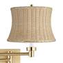 2_Barnes and Ivy Alta Gold Plug-In Swing Arm Wall Lamp with Rattan Shade more views