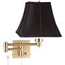 Barnes and Ivy Alta Square Black and Gold Swing Arm Plug-In Wall Lamp