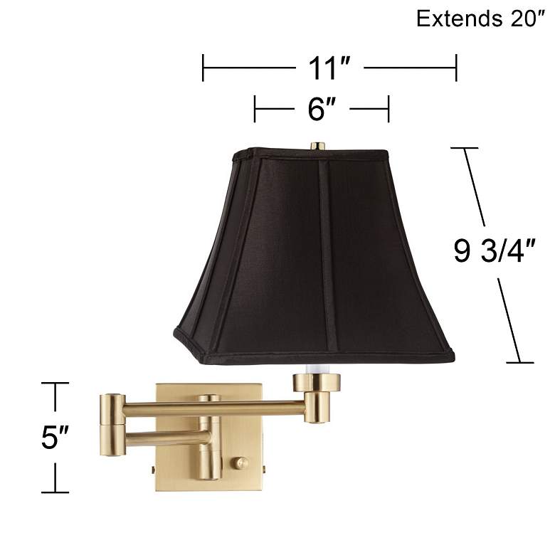 Image 5 Barnes and Ivy Alta Square Black and Gold Swing Arm Plug-In Wall Lamp more views