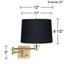 Barnes and Ivy Alta Square Black Drum Warm Gold Swing Arm Plug-In Wall Lamp