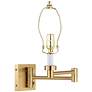 3_Barnes and Ivy Alta Square Tan and Gold Plug-In Swing Arm Wall Light more views