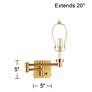 Barnes and Ivy Alta Square Warm Gold Swing Arm Plug-In Wall Lamp