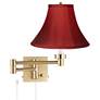 1_Barnes and Ivy Alta Warm Gold Plug-In Swing Arm Wall Lamp w/ Red Shade