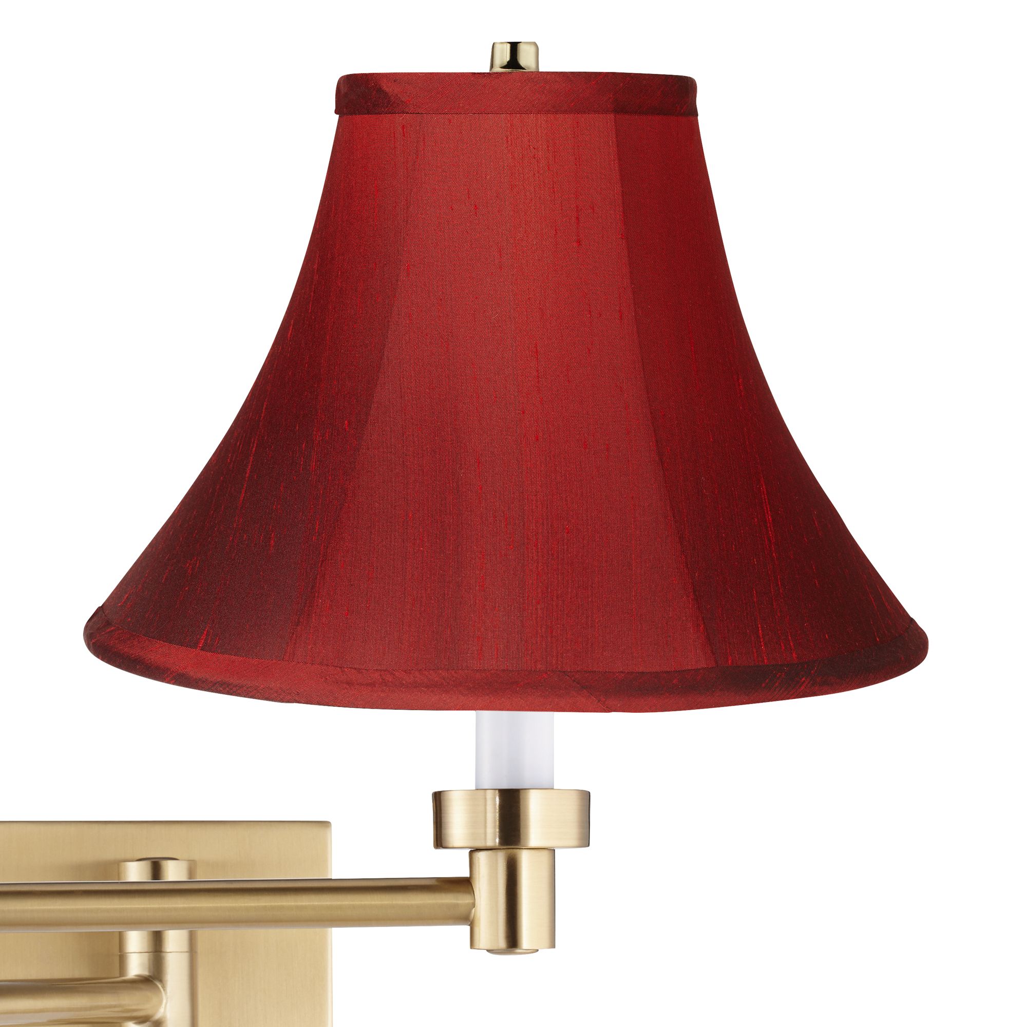 Image 2 Barnes and Ivy Alta Warm Gold Plug-In Swing Arm Wall Lamp w/ Red Shade more views