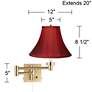 4_Barnes and Ivy Alta Warm Gold Plug-In Swing Arm Wall Lamp w/ Red Shade more views