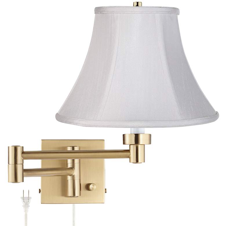 Image 1 Barnes and Ivy Alta White Bell Warm Gold Swing Arm Plug-In Wall Lamp