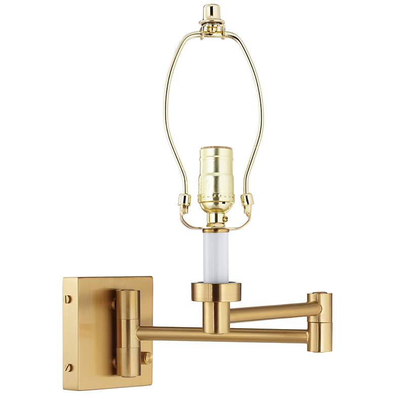 Image 3 Barnes and Ivy Alta White Bell Warm Gold Swing Arm Plug-In Wall Lamp more views