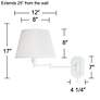 Barnes and Ivy Amelie Pleated Shade White Swing Arm Plug-In Wall Lamp