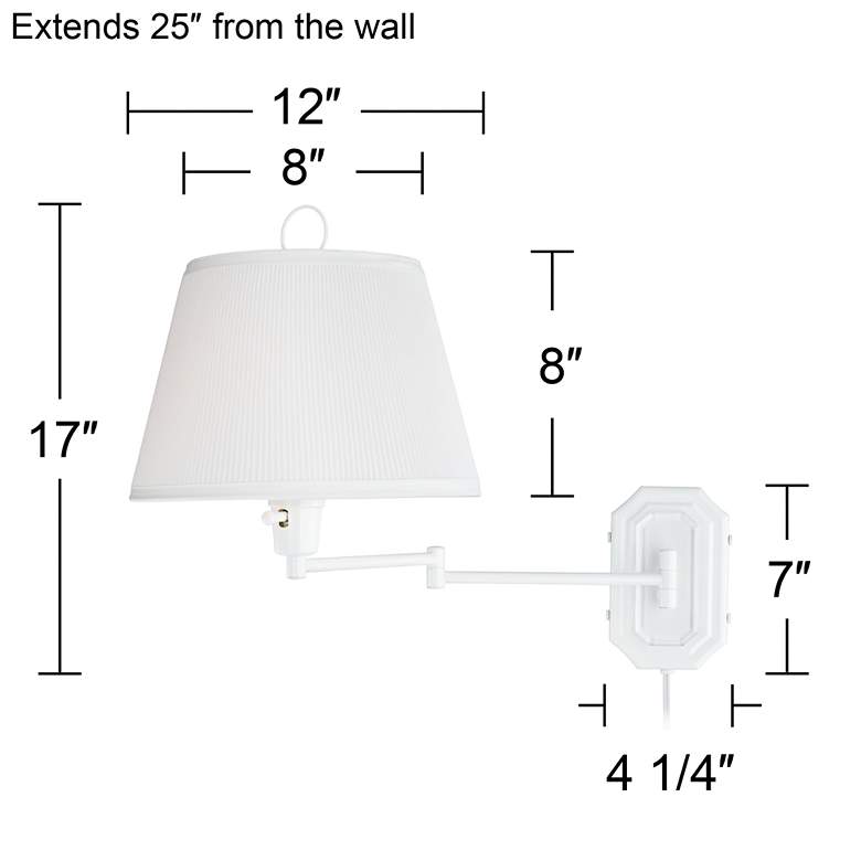 Image 7 Barnes and Ivy Amelie White Swing Arm Plug-In Wall Lamps Set of 2 more views