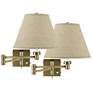 1_Barnes and Ivy Antique Brass Empire Shade Swing Arm Wall Lamps Set of 2