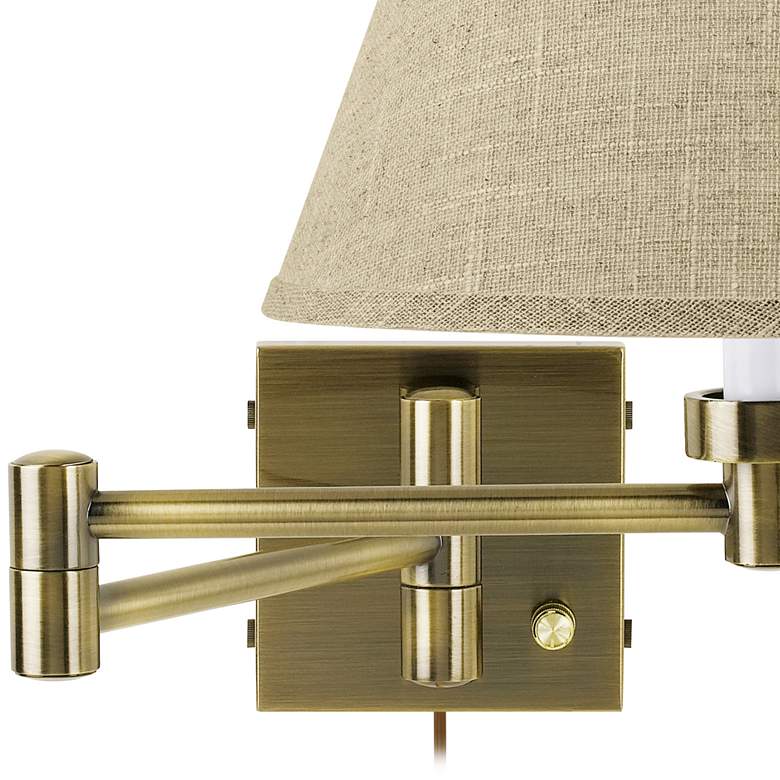 Image 2 Barnes and Ivy Antique Brass Empire Shade Swing Arm Wall Lamps Set of 2 more views