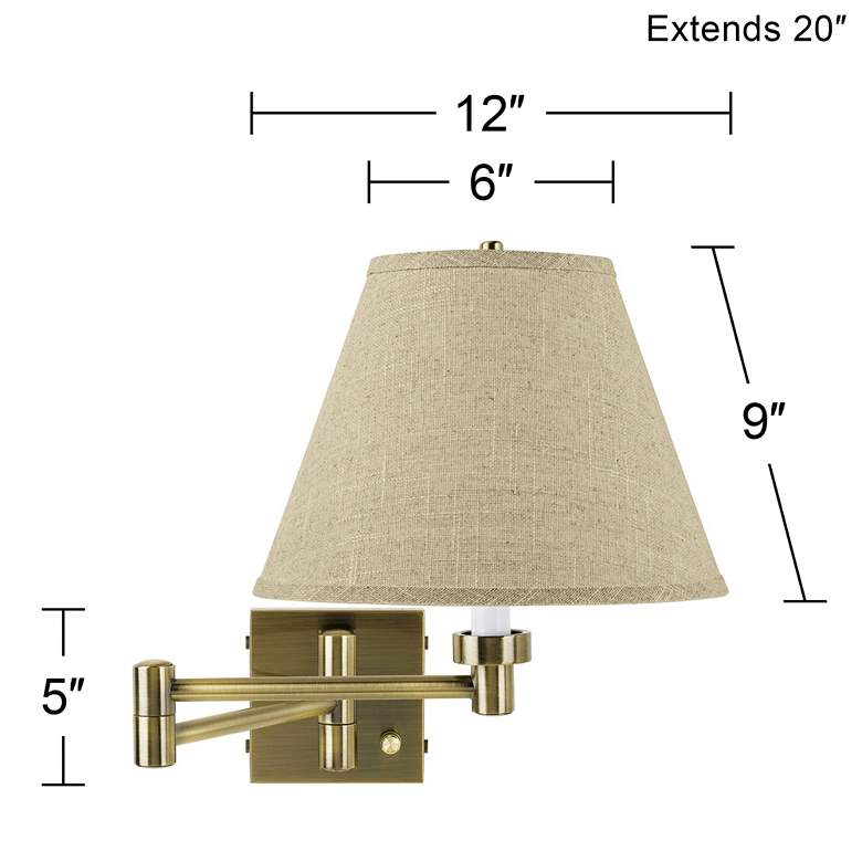 Image 3 Barnes and Ivy Antique Brass Empire Shade Swing Arm Wall Lamps Set of 2 more views