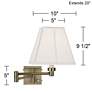 Barnes and Ivy Antique Brass Ivory Shade Swing Arm Wall Lamps Set of 2