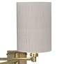 Barnes and Ivy Antique Brass Linen Shade Plug-In Swing Arm Wall Lamp