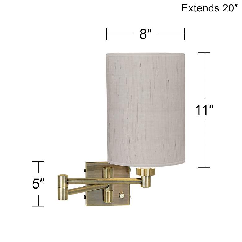 Image 4 Barnes and Ivy Antique Brass Linen Shade Plug-In Swing Arm Wall Lamp more views