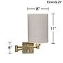 4_Barnes and Ivy Antique Brass Linen Shade Plug-In Swing Arm Wall Lamp more views