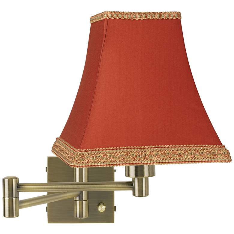 Image 2 Barnes and Ivy Antique Brass Rust Shade Swing Arm Plug-In Wall Lamp