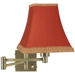 Barnes and Ivy Antique Brass Rust Shade Swing Arm Plug-In Wall Lamp