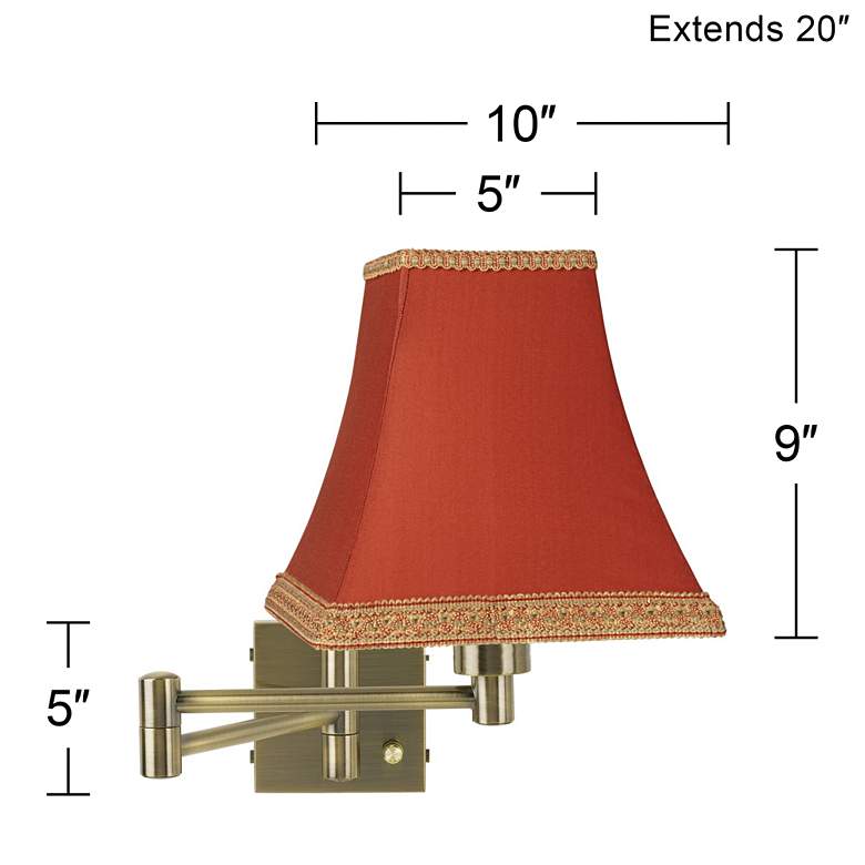 Image 3 Barnes and Ivy Antique Brass Rust Shade Swing Arm Plug-In Wall Lamp more views