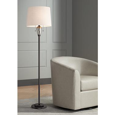 Barnes and Ivy Ashcroft 64" Glass Font Bronze Floor Lamp