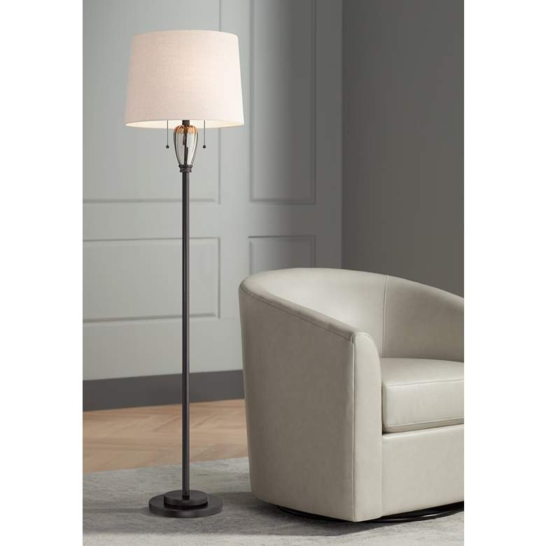 Image 1 Barnes and Ivy Ashcroft 64" Glass Font Bronze Floor Lamp