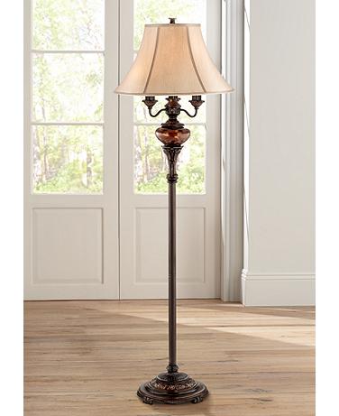 Barnes and Ivy Astor 63" High Bronze Tortoise Shell Font Floor Lamp